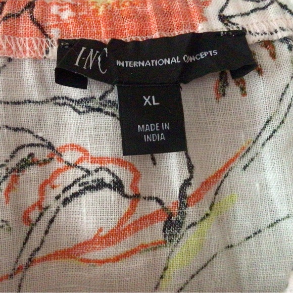 INC Linen Floral Ruffled Top - Picture 2 of 6